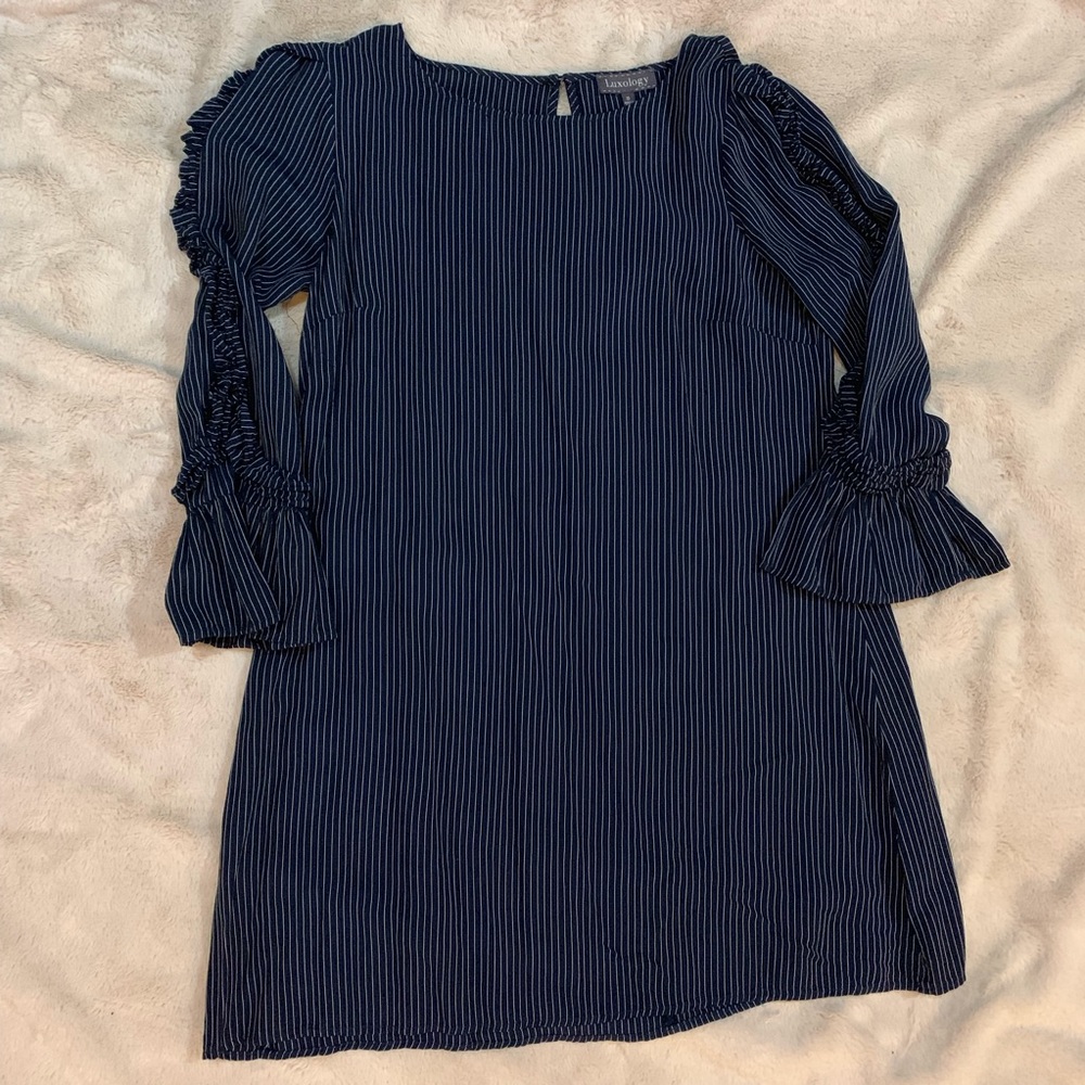 Navy/White Pinstripe Tunic Dress